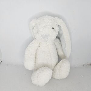 Mud Pie White Bunny Plush Stuffed Animal Long Blue Ears 14 inch Used Condition .